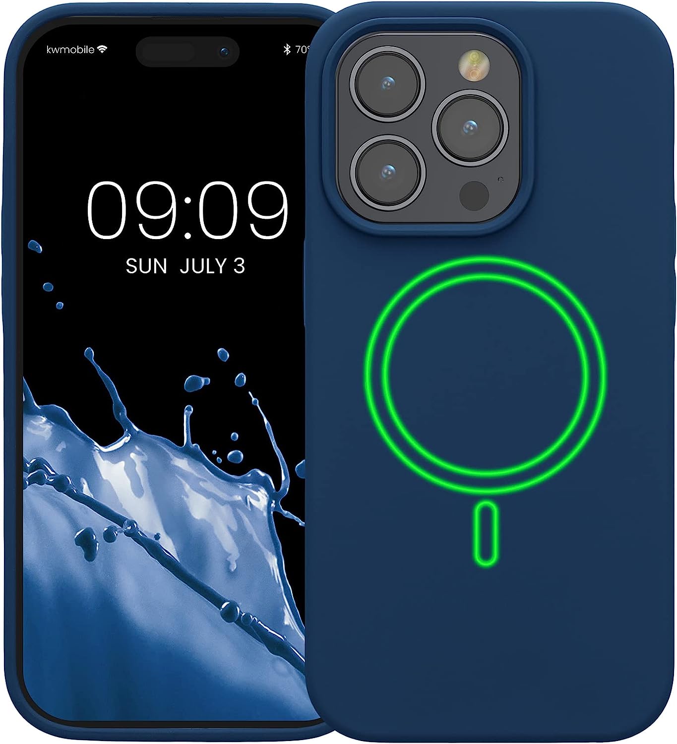 KW iPhone 14 Pro Θήκη Σιλικόνης Rubber TPU με MagSafe - Navy Blue - 60993.116