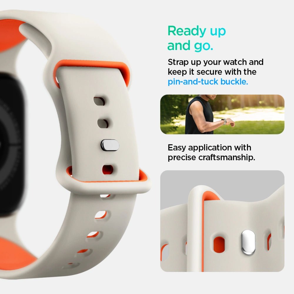 Spigen Λουράκι Apple Watch 8/9/10/11 - SE (1/2/3) - 40/41/42mm Nano Pop Σιλικόνης - Orange / Beige