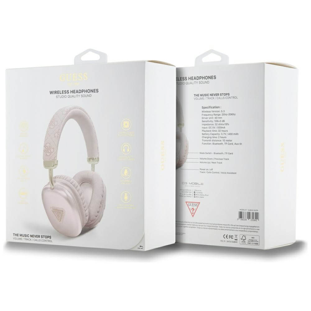 Guess Over - Ear 4G Triangle Logo - Ασύρματα Bluetooth Ακουστικά - Pink
