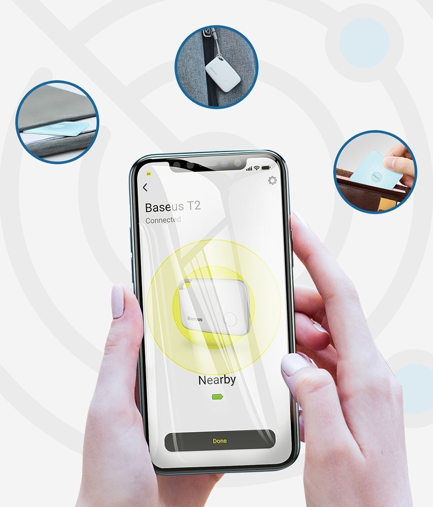 Baseus T2 Mini Ropetype Anti - loss Device - Αντικλεπτική Συσκευή με Λουράκι - White - ZLFDQT2 - 02