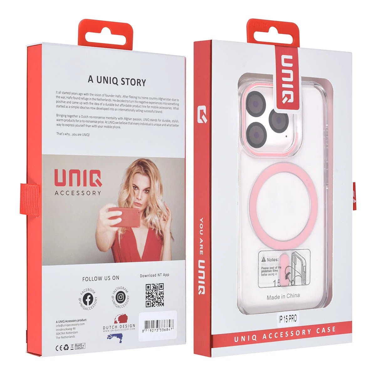 Tuniq iPhone 15 Pro - MagSafe Σκληρή Θήκη με Πλαίσιο Σιλικόνης - Διάφανη / Ροζ