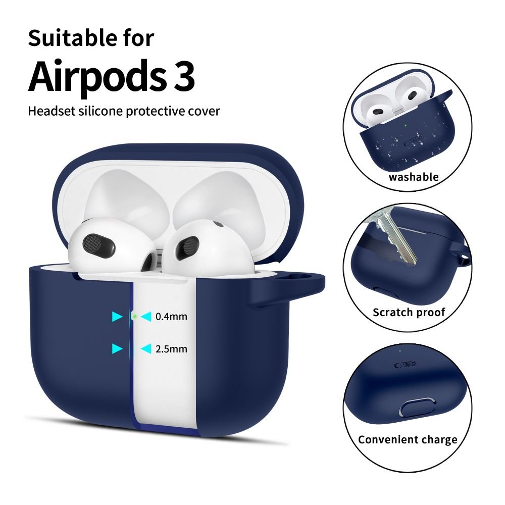 Tech - Protect AirPods 3 Θήκη Σιλικόνης - Silicone Hook - Navy Blue