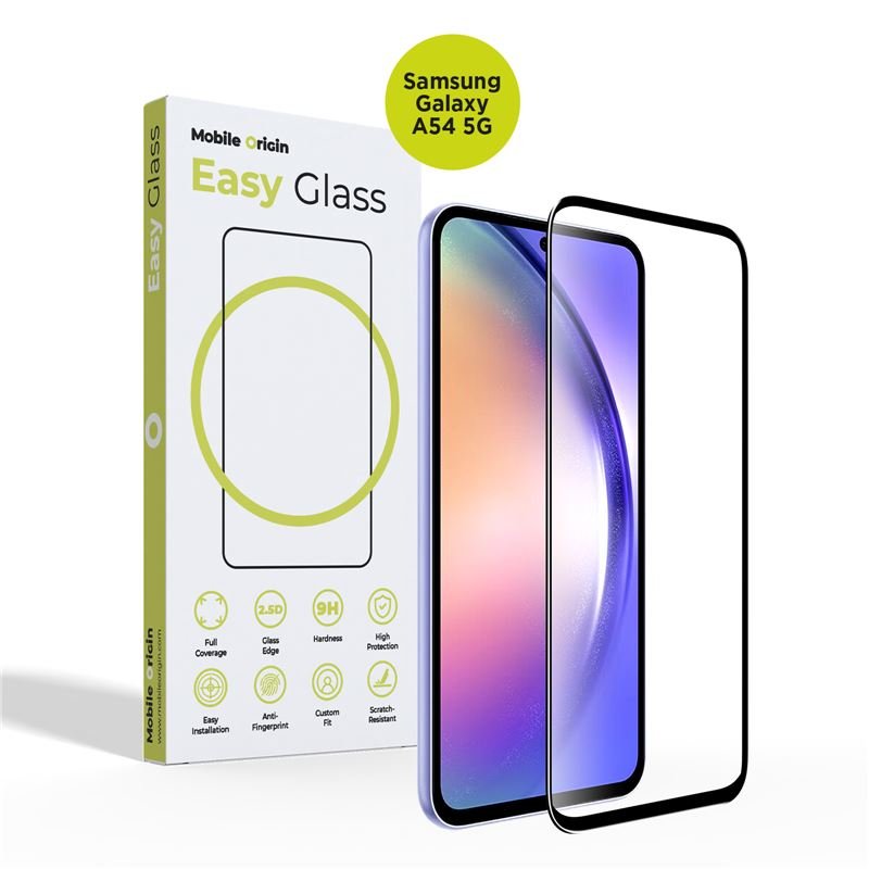 Mobile Origin Samsung Galaxy A54 5G EasyGlass Case Friendly 9H Full Screen Full Glue Tempered Glass Αντιχαρακτικό Γυαλί Οθόνης - Black