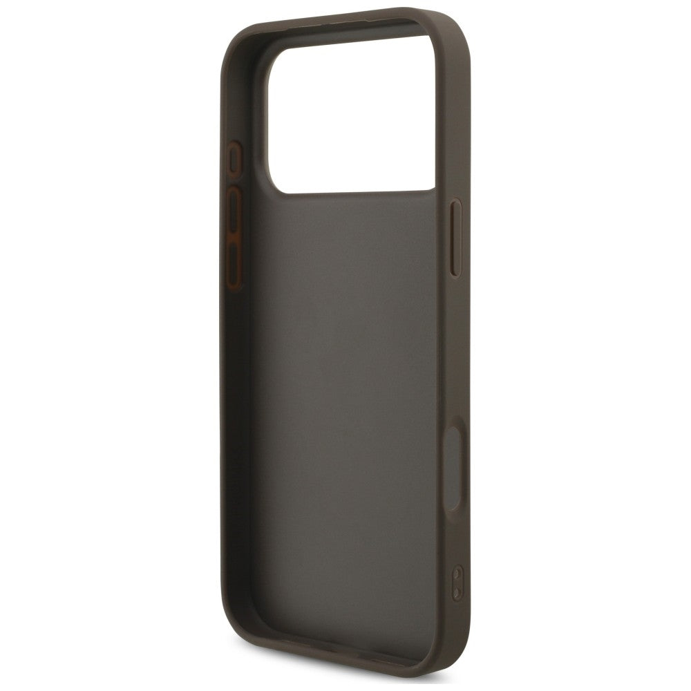 Guess iPhone 17 Pro / iPhone 18 Pro - Σκληρή Θήκη με Πλαίσιο Σιλικόνης και Επένδυση Συνθετικού Δέρματος - 4G Big Logo - Brown - GUHCP18L4GMGBR