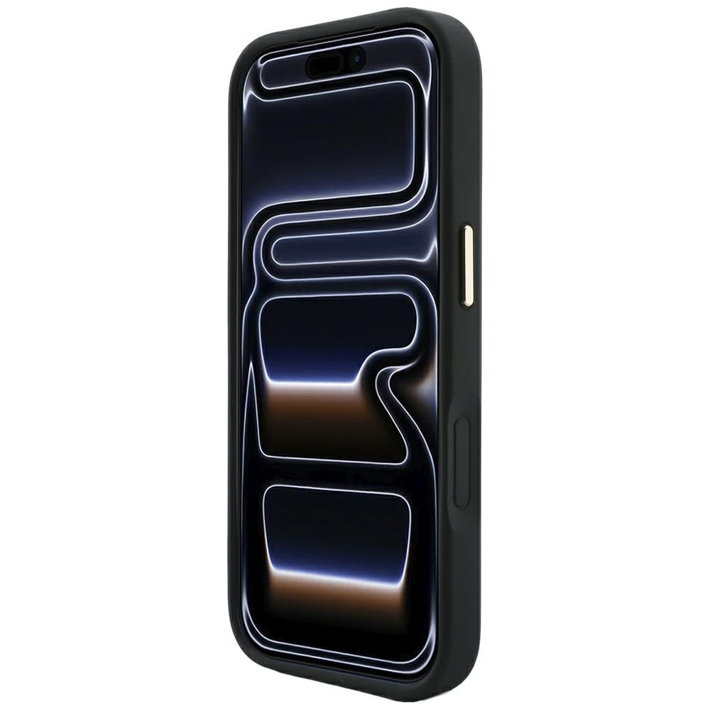 Guess iPhone 18 Pro Max / iPhone 17 Pro Max - Σκληρή Θήκη με Πλαίσιο Σιλικόνης και Επένδυση Συνθετικού Δέρματος MagSafe - 4G with Stripe Round and Classic Logos - Black