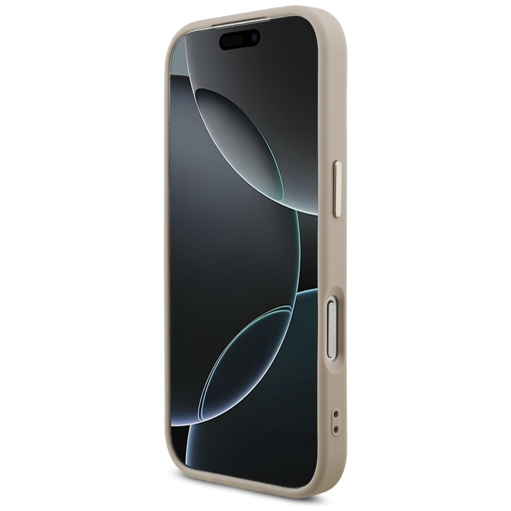 Guess iPhone 18 Pro / iPhone 17 Pro - Σκληρή Θήκη με Πλαίσιο Σιλικόνης και Επένδυση από Οικολογικό Δέρμα - 4G Big 4G Classic Logo - Pink / Gold
