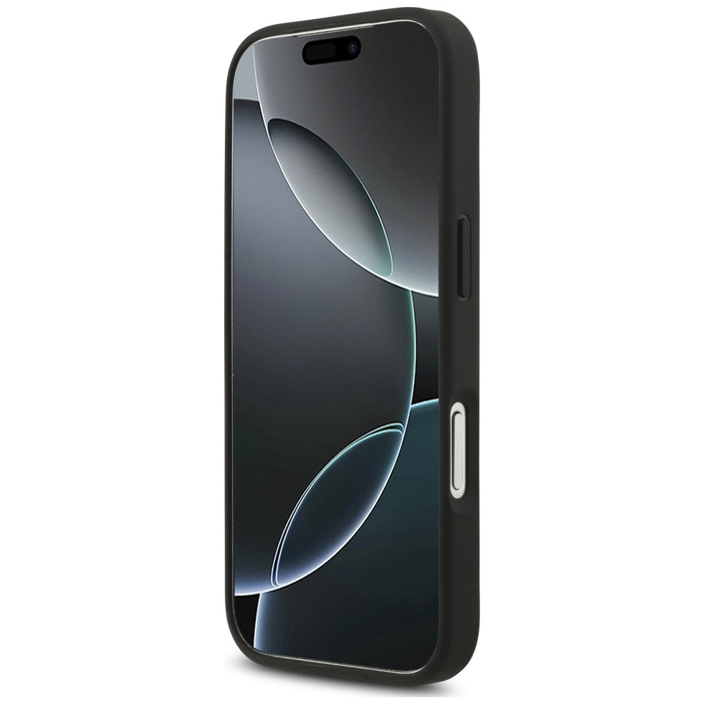 Guess iPhone 18 Pro / iPhone 17 Pro - Σκληρή Θήκη με Επένδυση Συνθετικού Δέρματος και Λουράκι - 4G Strap 4G Classic Logo - Black