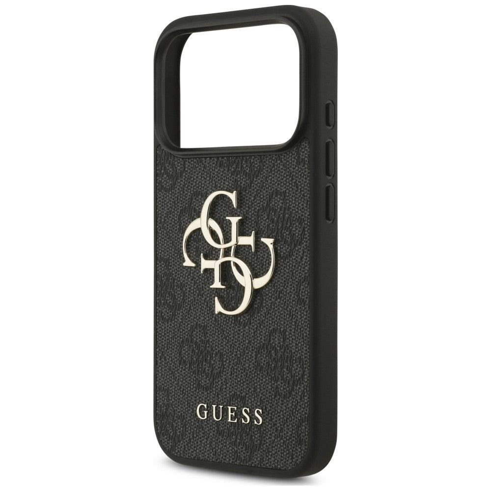 Guess iPhone 18 Pro / iPhone 17 Pro - Σκληρή Θήκη με Επένδυση Συνθετικού Δέρματος και Λουράκι - 4G Strap 4G Classic Logo - Black
