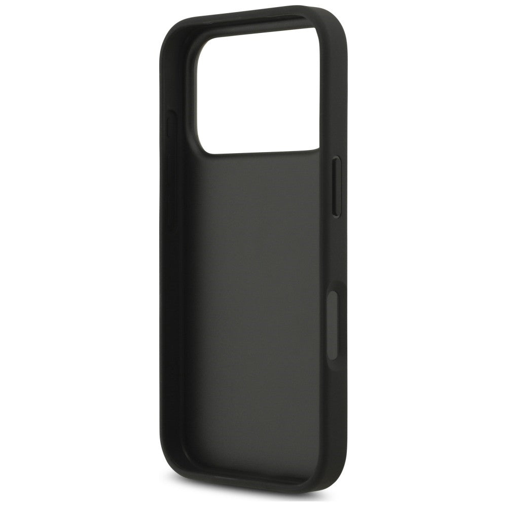 Guess iPhone 18 Pro / iPhone 17 Pro - Σκληρή Θήκη με Επένδυση Συνθετικού Δέρματος και Λουράκι - 4G Strap 4G Classic Logo - Black