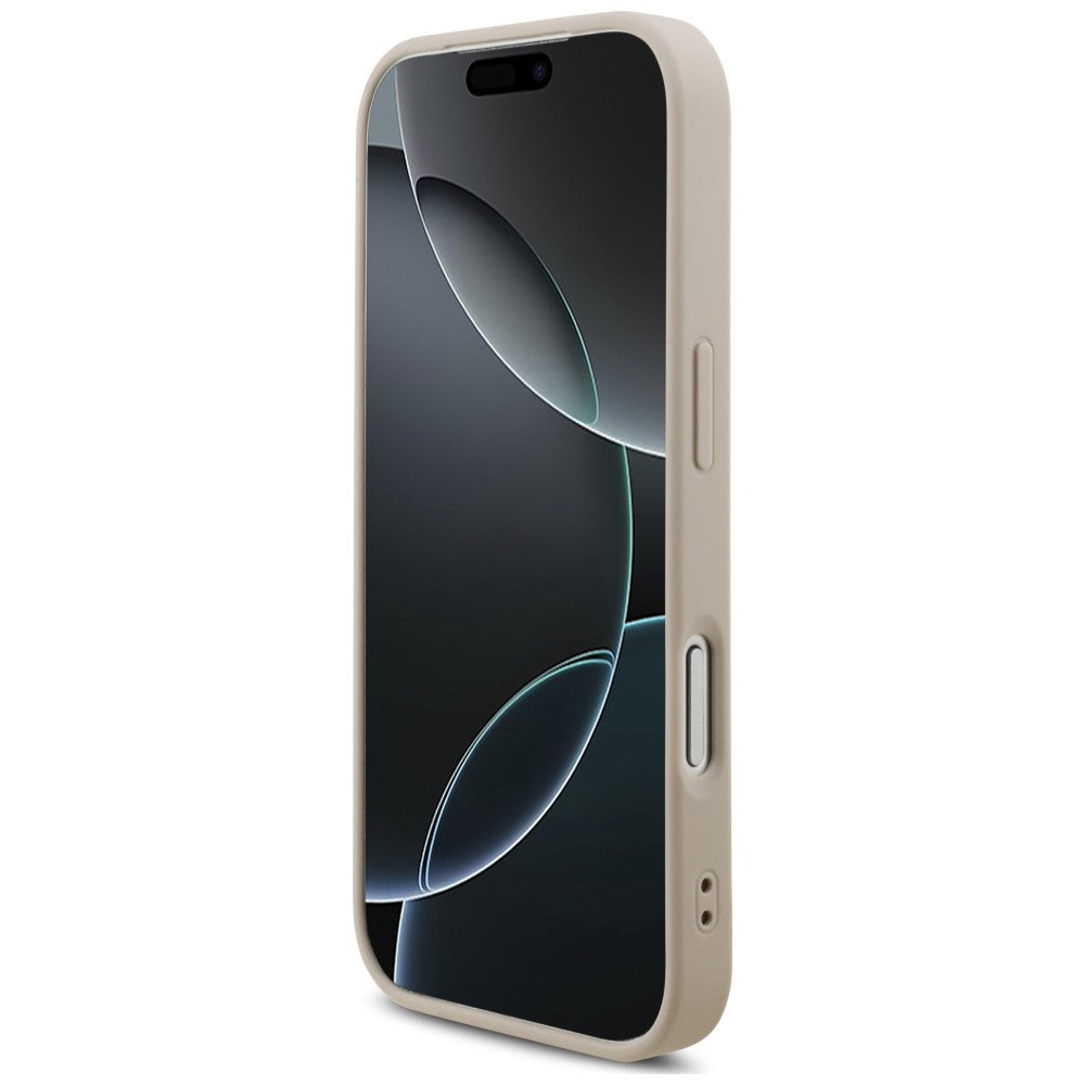 Guess iPhone 18 Pro / iPhone 17 Pro - Σκληρή Θήκη με Επένδυση Συνθετικού Δέρματος και Λουράκι - 4G Strap 4G Classic Logo - Pink