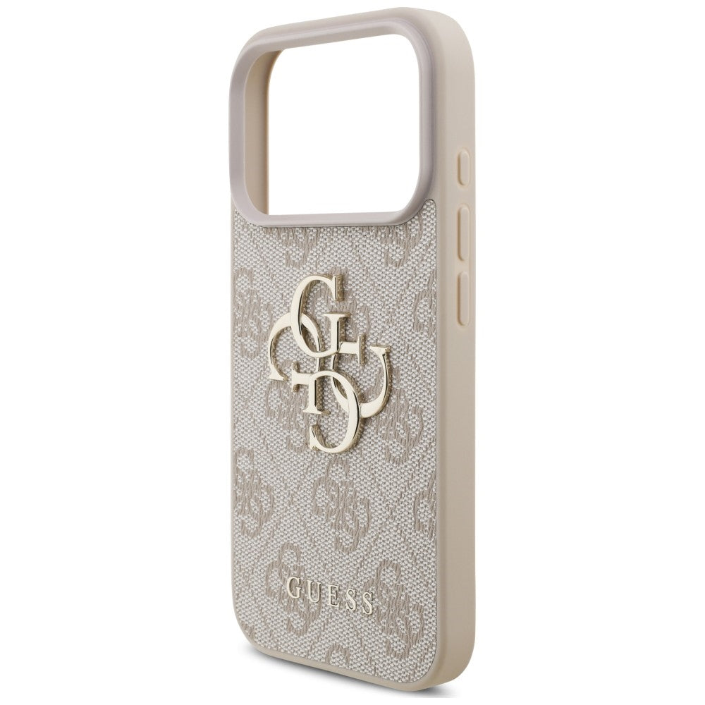 Guess iPhone 18 Pro / iPhone 17 Pro - Σκληρή Θήκη με Επένδυση Συνθετικού Δέρματος και Λουράκι - 4G Strap 4G Classic Logo - Pink