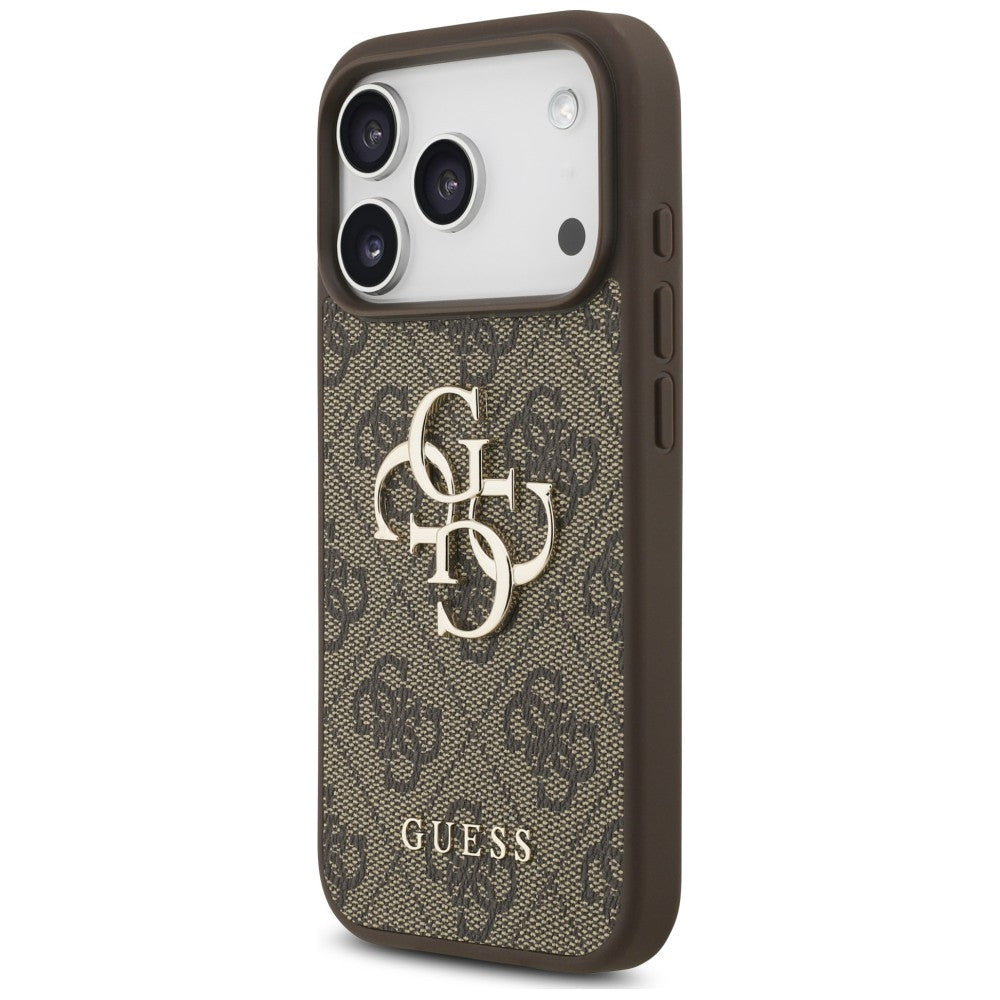 Guess iPhone 18 Pro / iPhone 17 Pro - Σκληρή Θήκη με Επένδυση Συνθετικού Δέρματος και Λουράκι - 4G Strap 4G Classic Logo - Brown