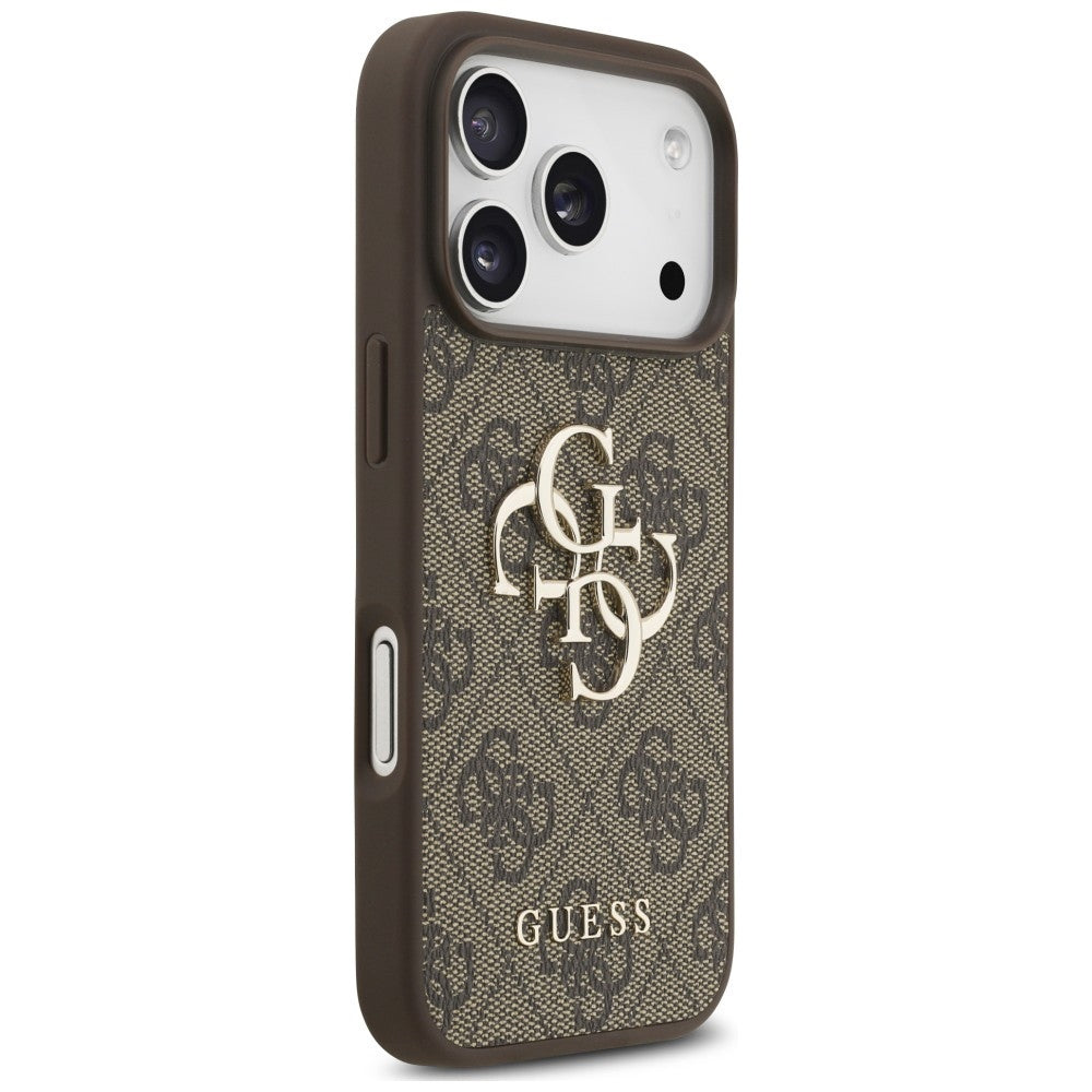 Guess iPhone 18 Pro / iPhone 17 Pro - Σκληρή Θήκη με Επένδυση Συνθετικού Δέρματος και Λουράκι - 4G Strap 4G Classic Logo - Brown