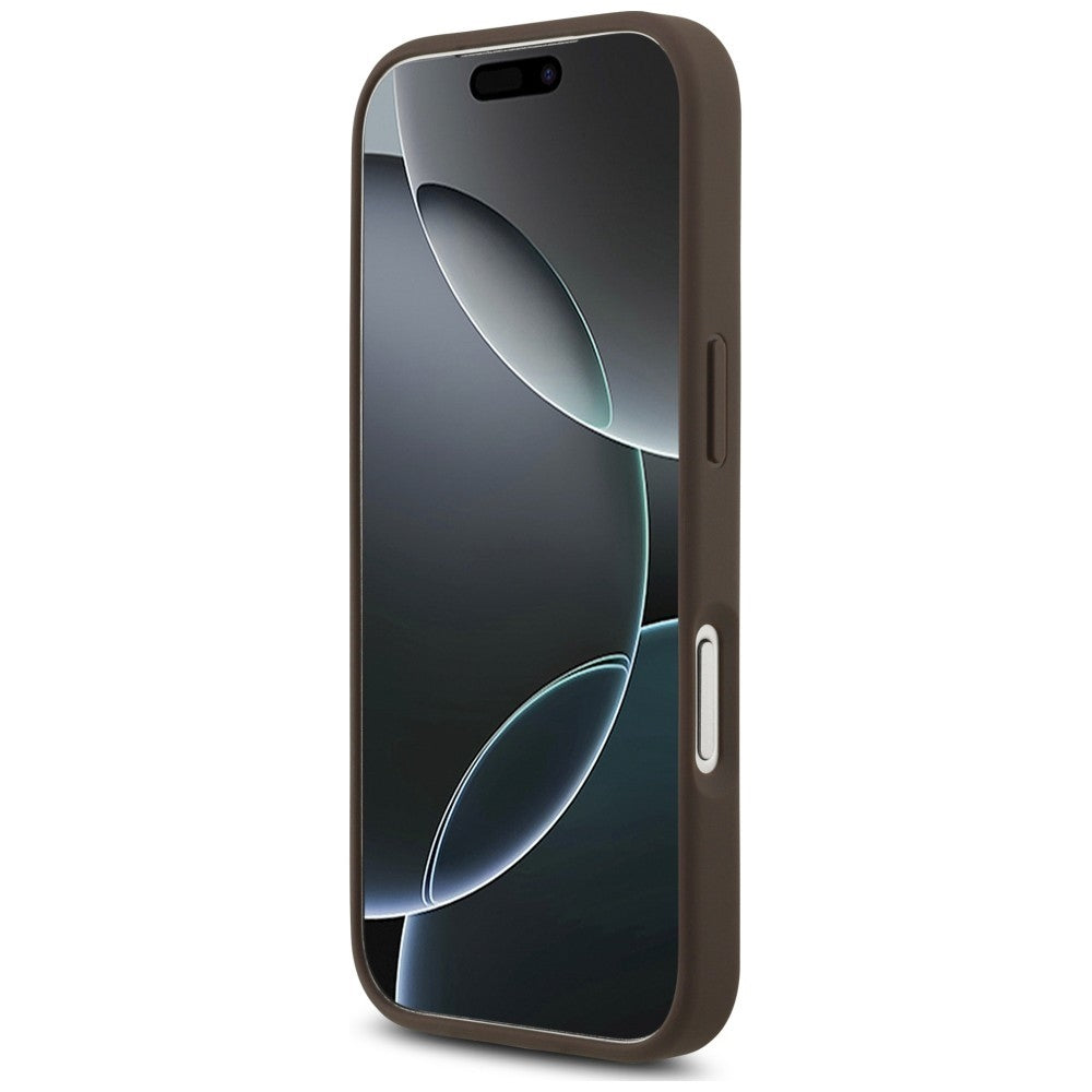 Guess iPhone 18 Pro / iPhone 17 Pro - Σκληρή Θήκη με Επένδυση Συνθετικού Δέρματος και Λουράκι - 4G Strap 4G Classic Logo - Brown