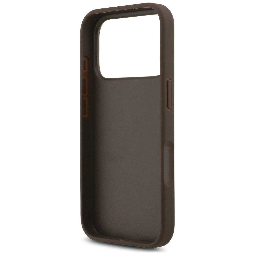 Guess iPhone 18 Pro / iPhone 17 Pro - Σκληρή Θήκη με Επένδυση Συνθετικού Δέρματος και Λουράκι - 4G Strap 4G Classic Logo - Brown