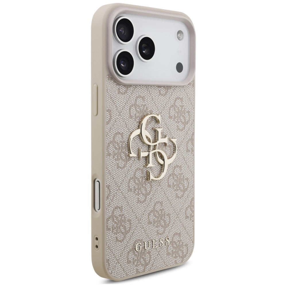 Guess iPhone 18 Pro Max / iPhone 17 Pro Max - Σκληρή Θήκη με Επένδυση Συνθετικού Δέρματος και Λουράκι - 4G Strap 4G Classic Logo - Pink