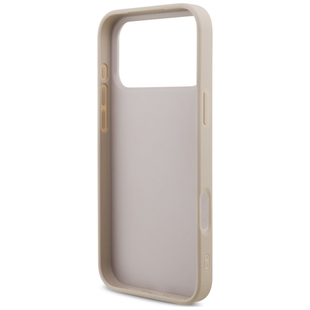 Guess iPhone 18 Pro Max / iPhone 17 Pro Max - Σκληρή Θήκη με Επένδυση Συνθετικού Δέρματος και Λουράκι - 4G Strap 4G Classic Logo - Pink