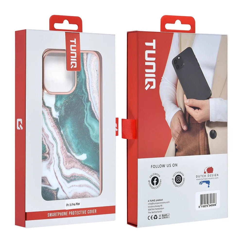 Tuniq iPhone 16 Pro Max Silicone Θήκη Σιλικόνης - Marble / Green