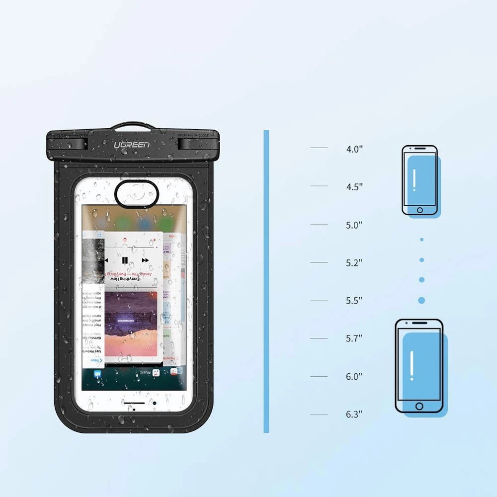 Ugreen LP186 Universal Αδιάβροχη Θήκη για Smartphones 6.0'' - Clear / Black