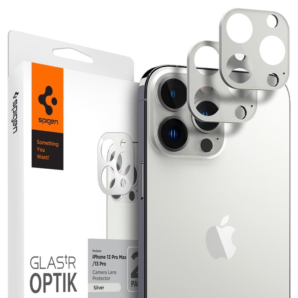 Spigen iPhone 13 Pro / 13 Pro Max Aparatu Optik.TR Αντιχαρακτικό Γυαλί για την Κάμερα - 2 Τεμάχια - Silver