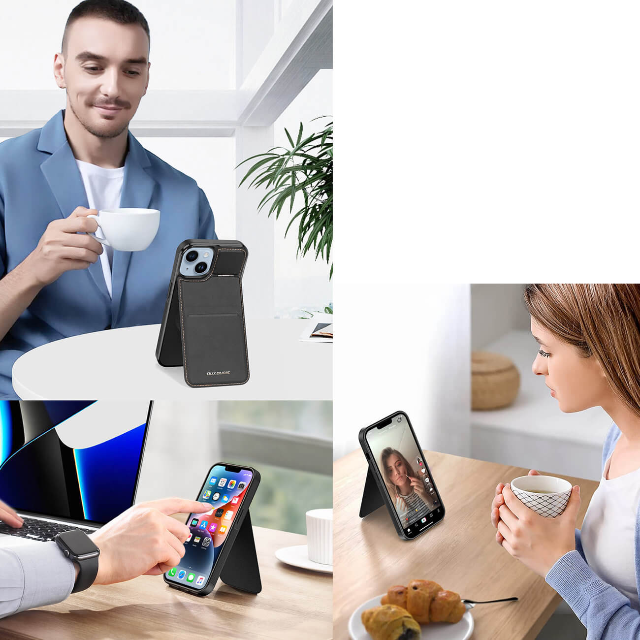 Dux Ducis iPhone 15 Plus Rafi Mag Anti - RFID 3in1 Θήκη με Υποδοχή για Κάρτες / Stand και MagSafe - Black