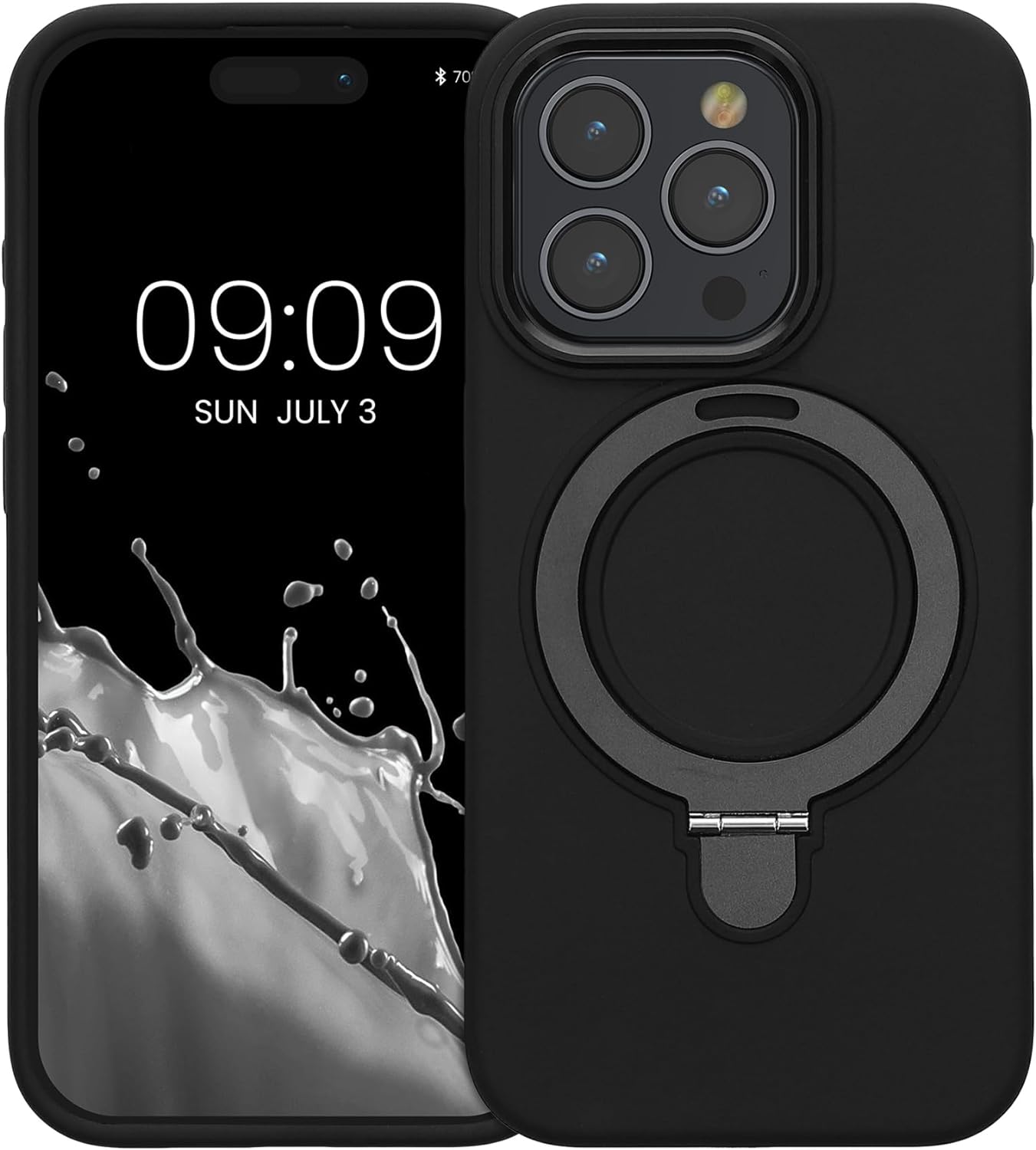 Kalibri iPhone 15 Pro Θήκη Σιλικόνης με MagSafe / Stand - Black