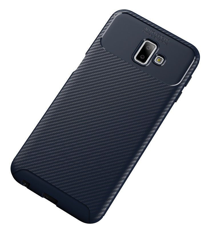 OEM Samsung Galaxy J6 Plus 2018 Θήκη Σιλικόνης TPU Beatles Carbon Fiber - Navy Blue