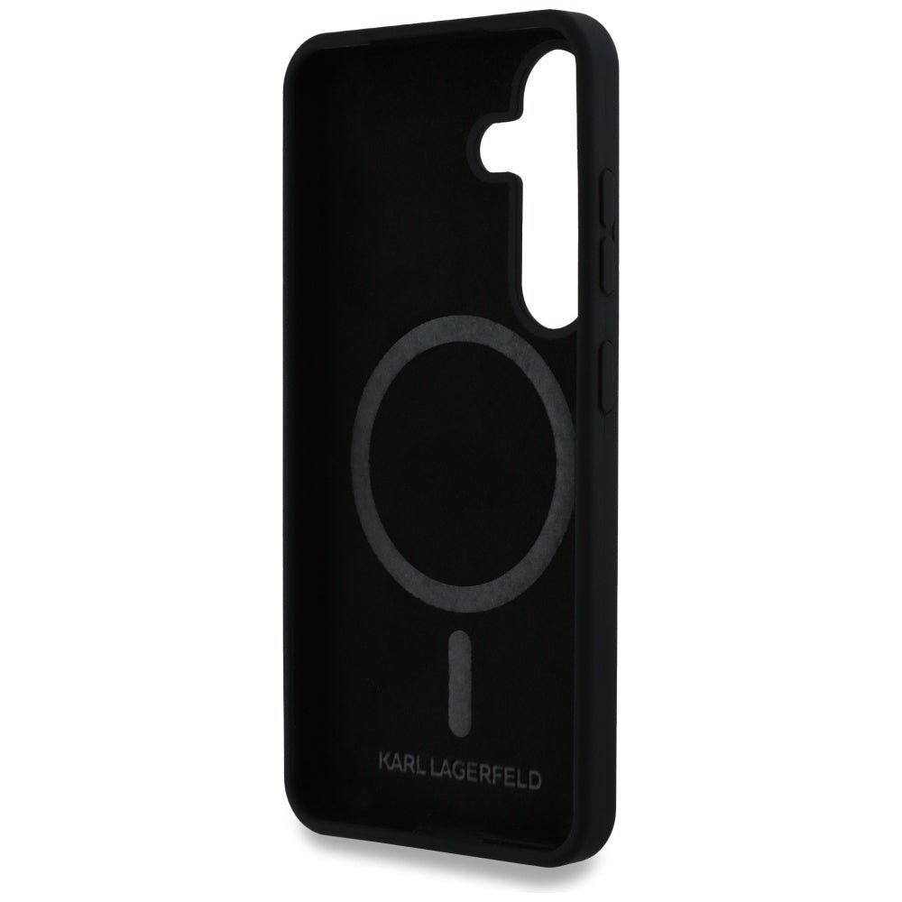Karl Lagerfeld Samsung Galaxy S25 Plus - Silicone Double Heads and Circle - Σκληρή Θήκη Σιλικόνης με MagSafe - Black - KLHMS25MSKCHTCK