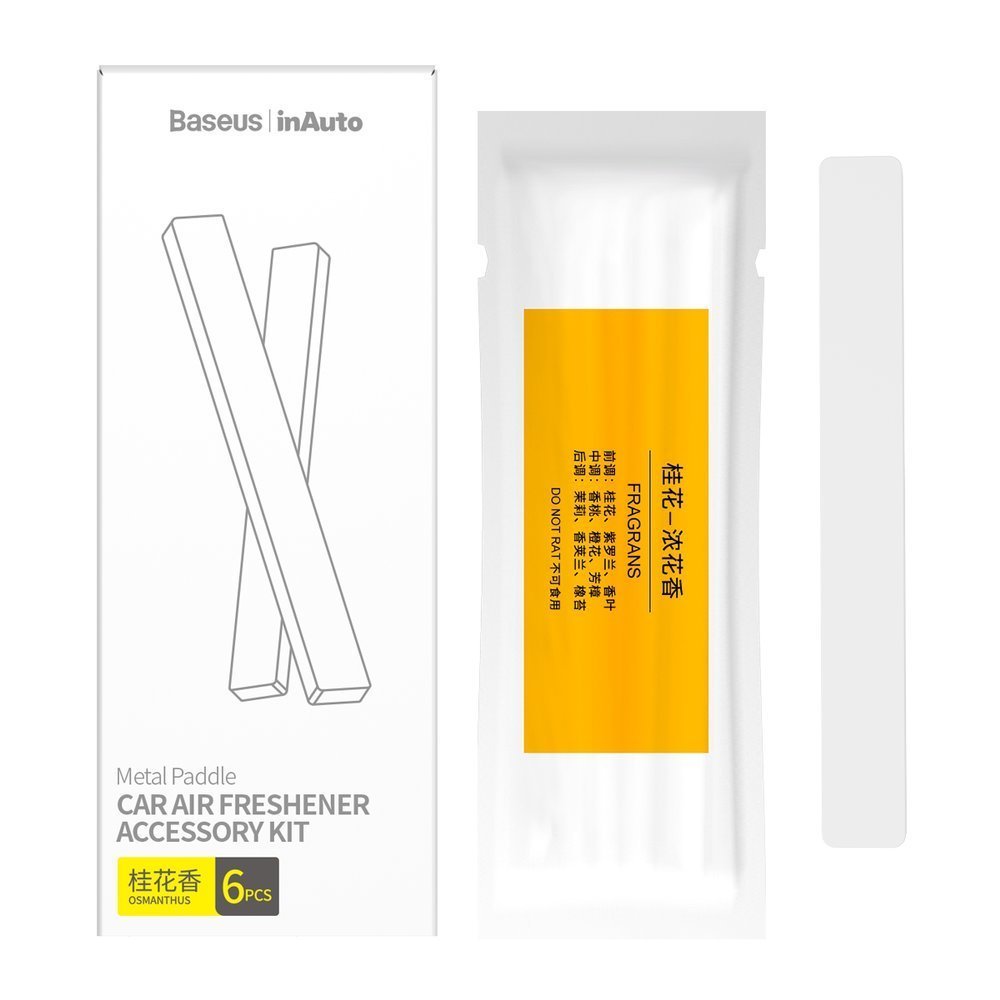 Baseus Metal Paddle Car Air Freshener Accessory Kit - Ανταλλακτικό Αρωματικό Αυτοκινήτου - Osmanthus - 6 Τεμάχια - White - SUXUN - M0B