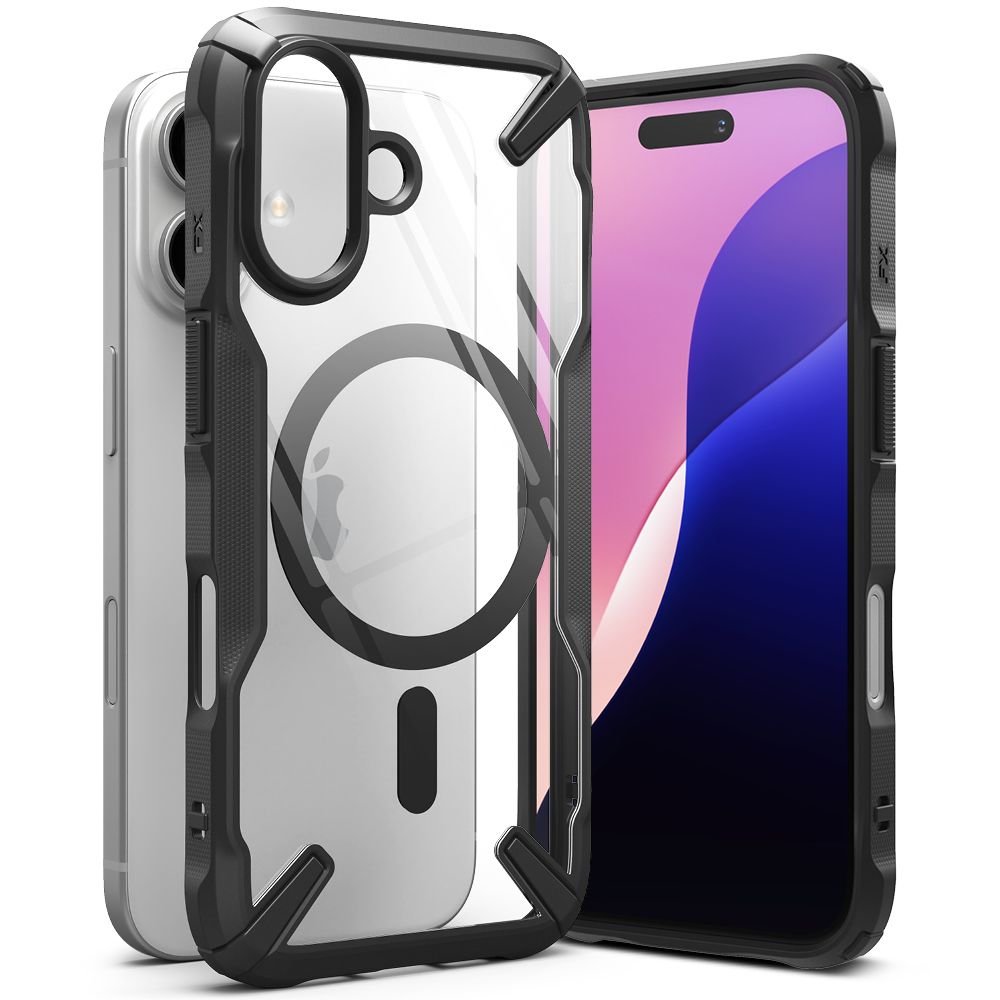 Ringke iPhone 16 Fusion X Magnetic MagSafe Σκληρή Θήκη με Πλαίσιο Σιλικόνης και MagSafe - Black