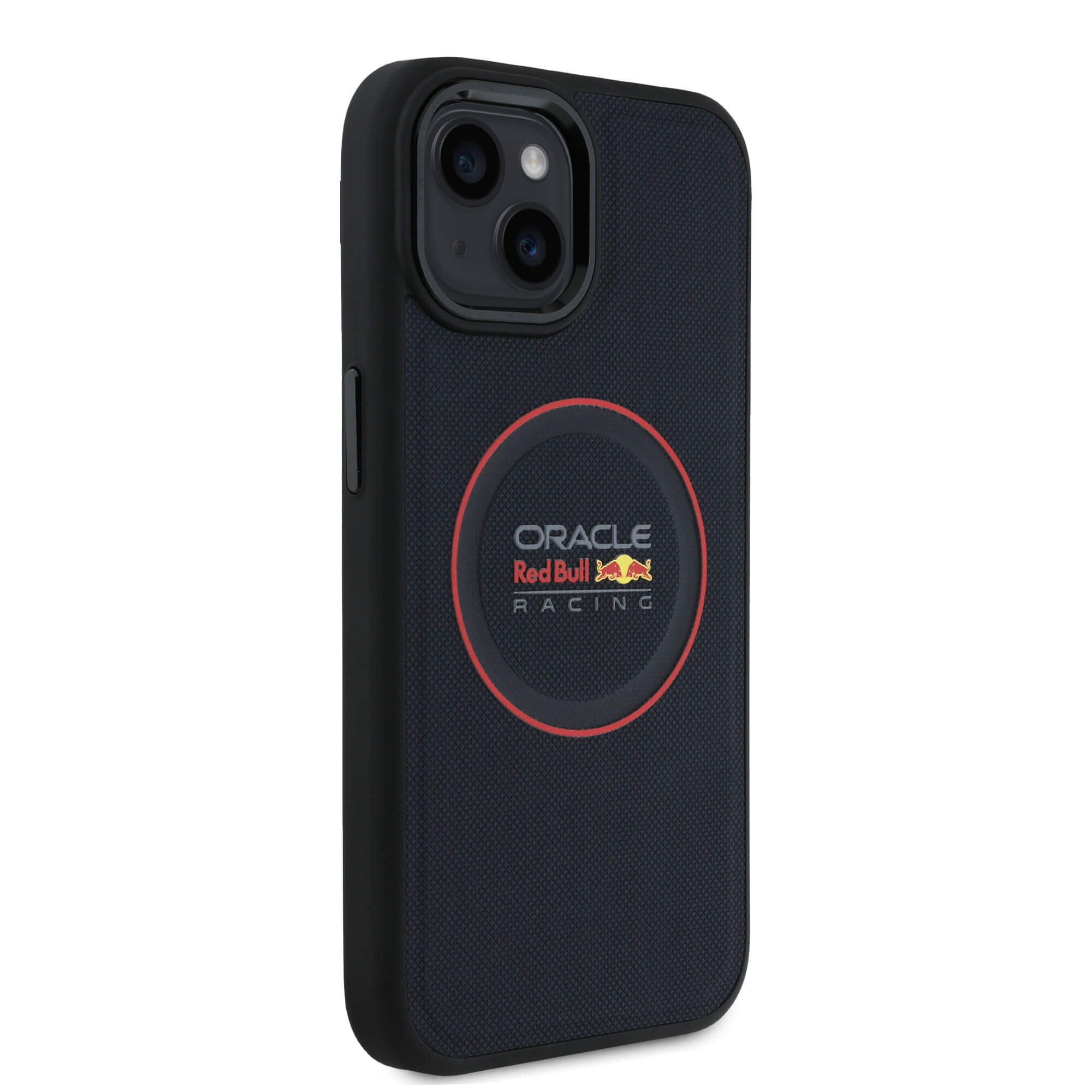Red Bull iPhone 15 - Leather Red Ring - MagSafe Σκληρή Θήκη με Επένδυση Συνθετικού Δέρματος και Πλαίσιο Σιλικόνης - Navy - RBHMP15S24PUILVR