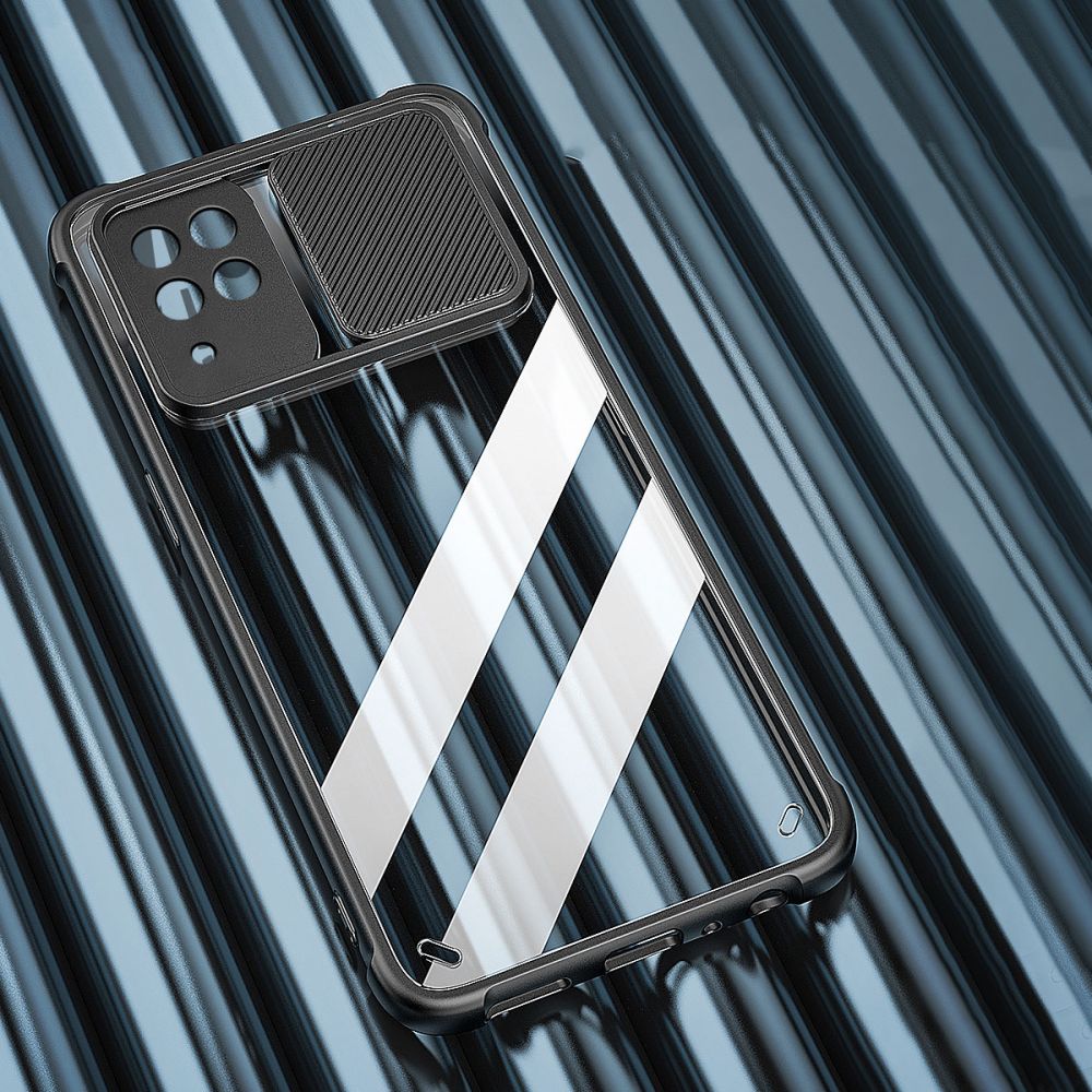 Tech - Protect Samsung Galaxy A22 4G Camshield Σκληρή Θήκη με Πλαίσιο Σιλικόνης - Black / Διάφανη