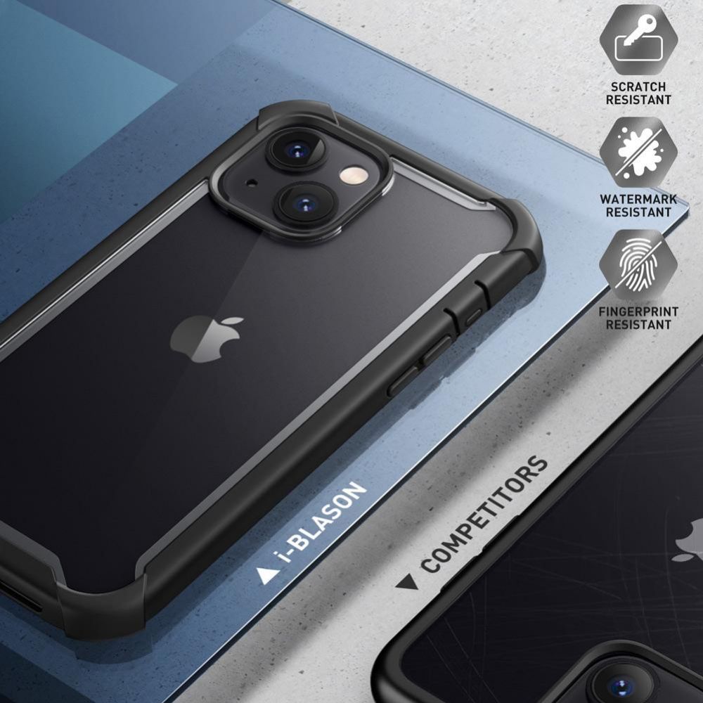 i - Blason iPhone 13 / iPhone 14 Ares Σκληρή Θήκη με Πλαίσιο Σιλικόνης και Προστασία Οθόνης - Black