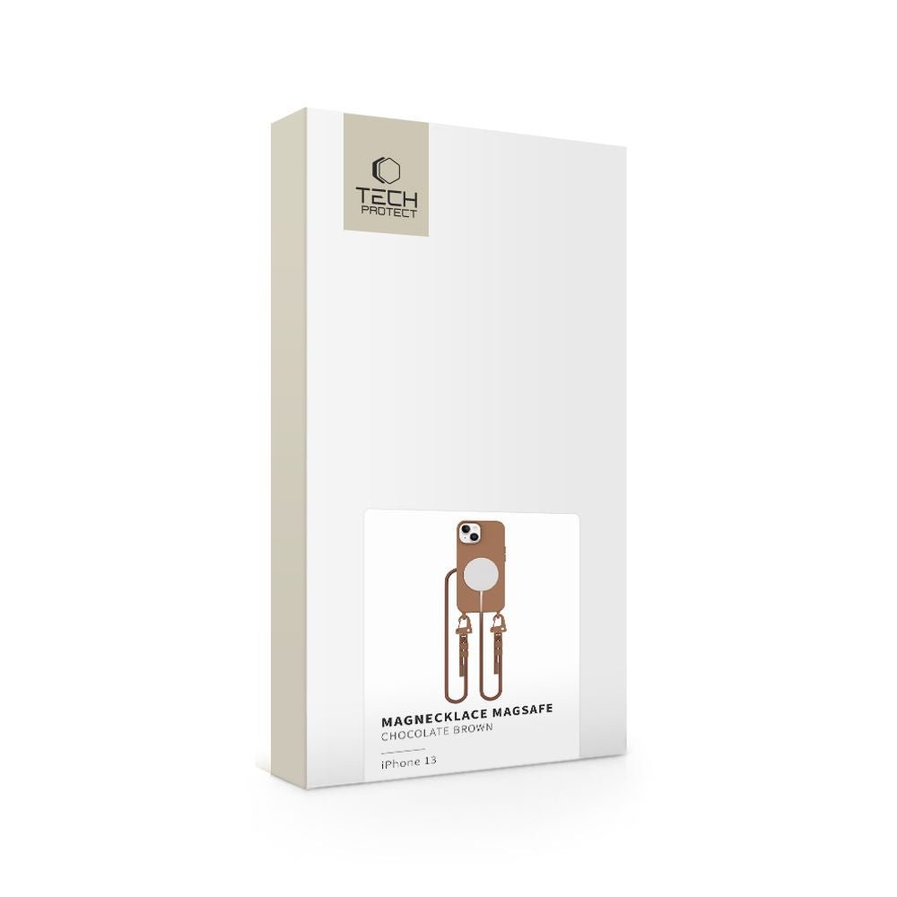 Tech - Protect iPhone 13 MagNecklace - MagSafe Θήκη Σιλικόνης TPU με Pυθμιζόμενο Αποσπώμενο Κορδόνι - Chocolate Brown