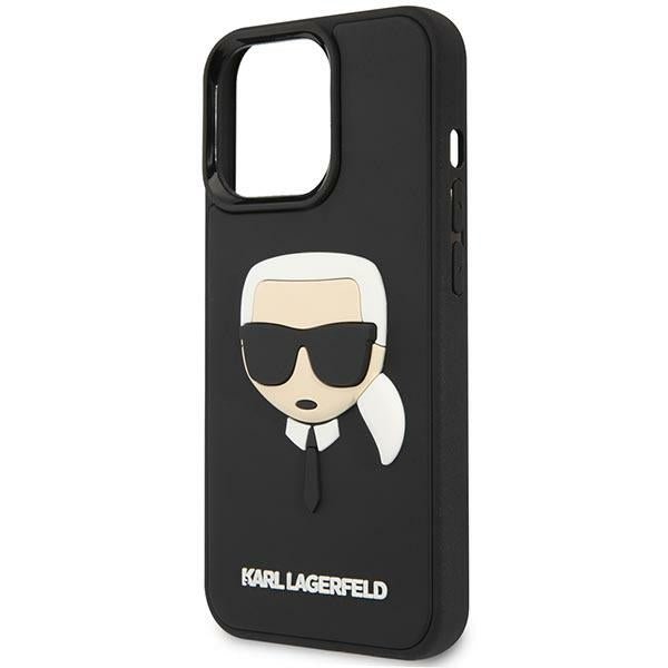 Karl Lagerfeld iPhone 14 Pro - 3D Rubber Karl's Head Σκληρή Θήκη με Πλαίσιο Σιλικόνης - Black - KLHCP14LKH3DBK