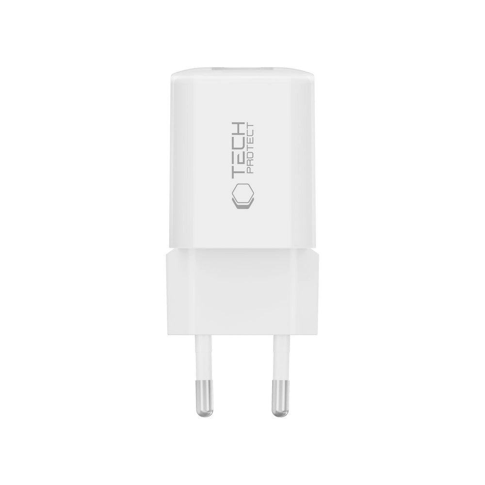 Tech - Protect NCM33W QC3.0 Οικιακός Φορτιστής Γρήγορης Φόρτισης με 1 Θύρα USB και 1 Θύρα Type - C - White