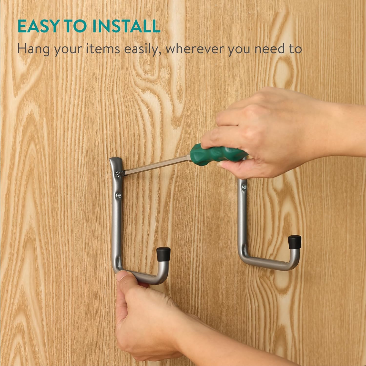 Navaris Σετ με 8 Μεταλλικούς Γάντζους Τοίχου για το Γκαράζ - Grey - 55719.04