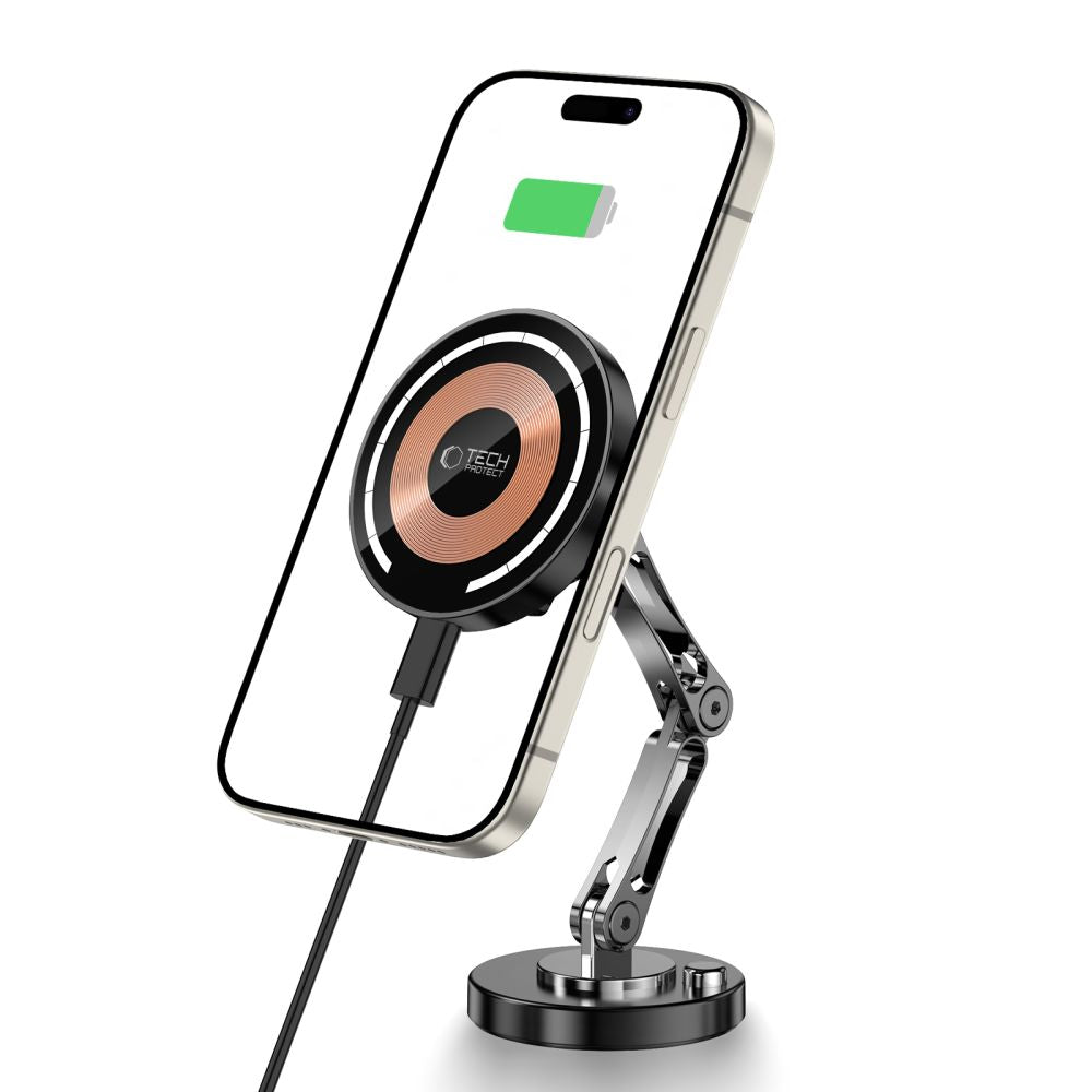 Tech - Protect MM15W - V8 Μαγνητική Βάση για το Ταμπλό του Αυτοκινήτου με Ασύρματη Φόρτιση MagSafe 15W - Black