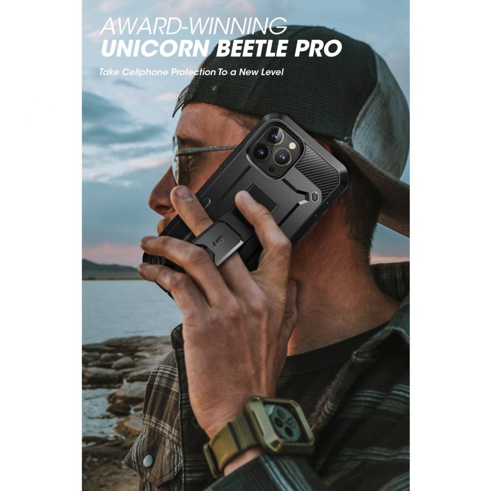 Supcase iPhone 13 Pro Max Unicorn Beetle Pro Σκληρή Θήκη με Προστασία Οθόνης και Stand - Black