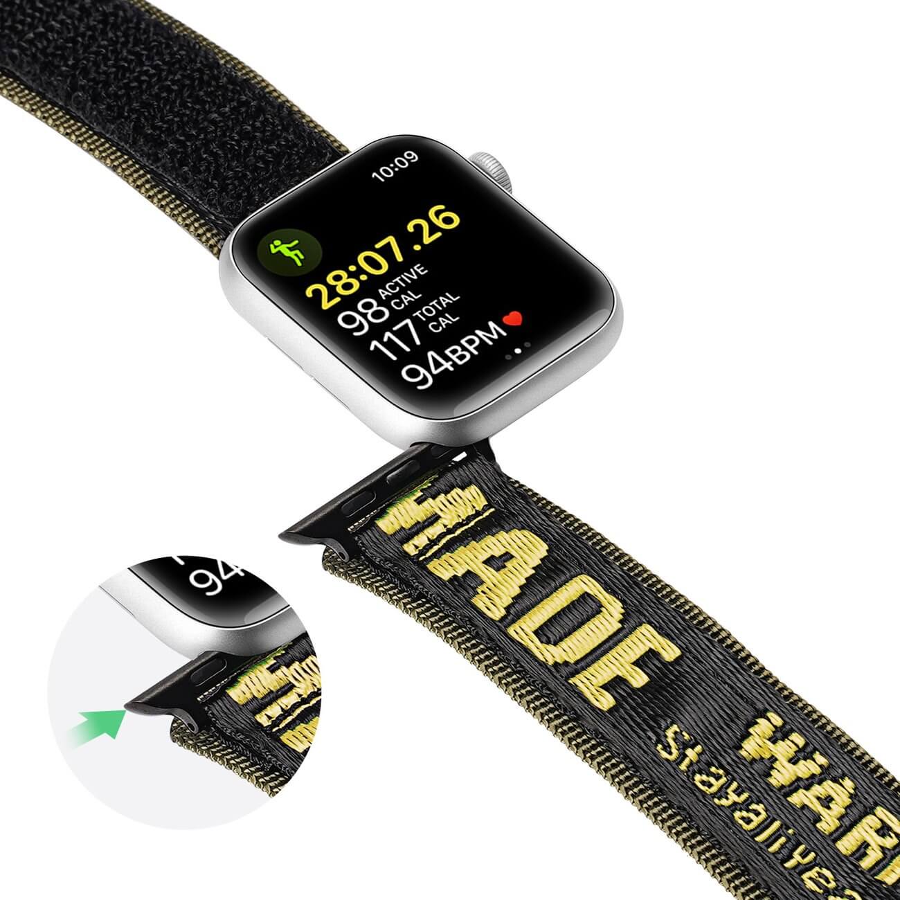 Dux Ducis Λουράκι Apple Watch 2 / 3 / 4 / 5 / 6 / 7 / 8 / 9 / SE / ULTRA 1 / ULTRA 2 - 42 / 44 / 45 / 49 mm Outdoor Series Nylon Loopαπό Νάιλον - Yellow / Green
