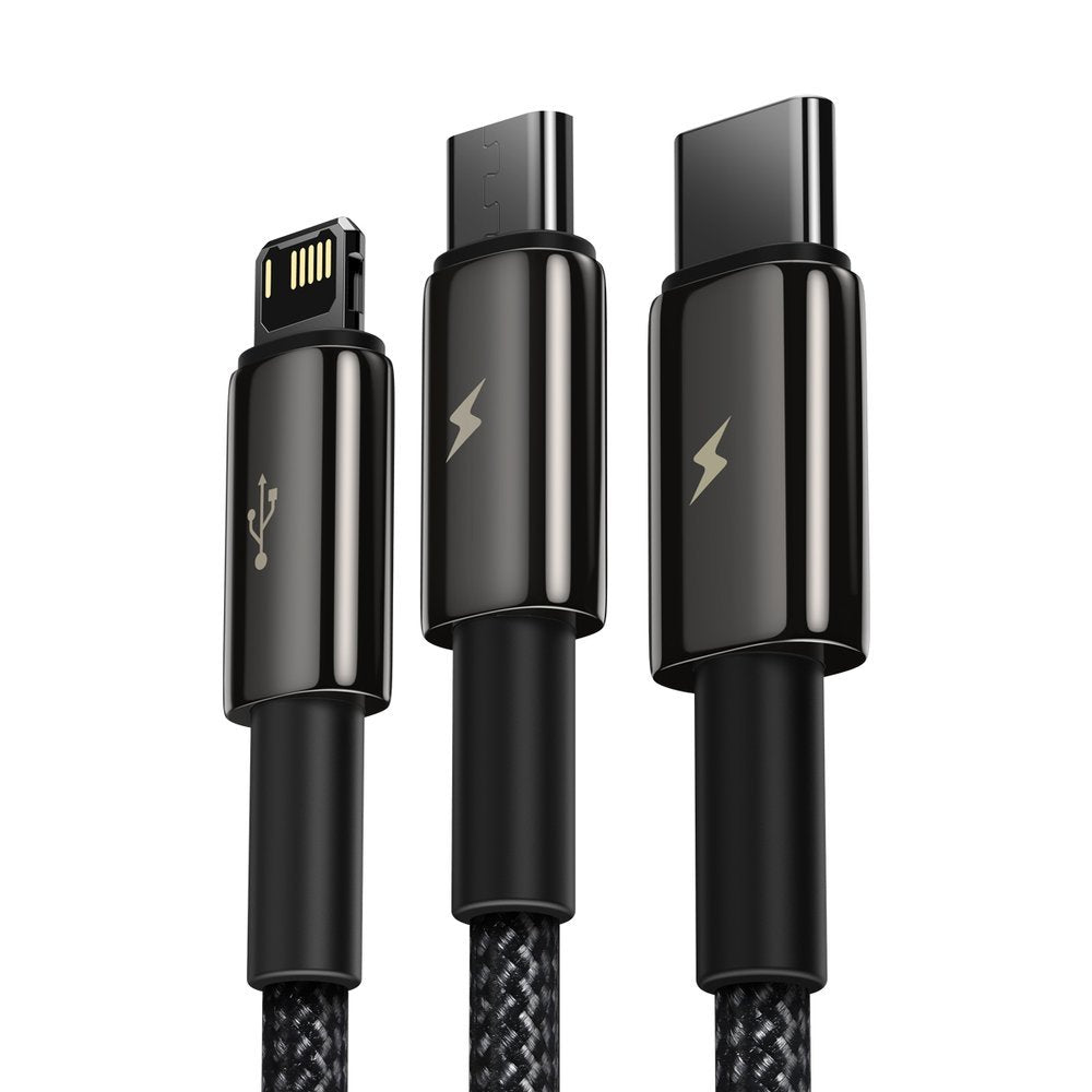 Baseus Tungsten Gold 3in1 Καλώδιο Φόρτισης 3.5A 1.5m - Micro USB / Lightning / Type - C - Black - CAMLTWJ - 01