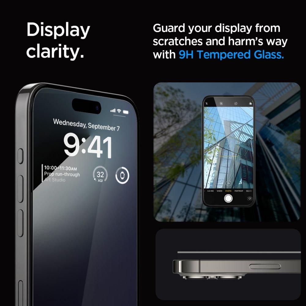 Spigen iPhone 15 Pro Glas.TR EZ Fit FC 0.3mm 2.5D 9H Case Friendly Full Screen Tempered Glass Αντιχαρακτικό Γυαλί Οθόνης - 2 Τεμάχια - Black