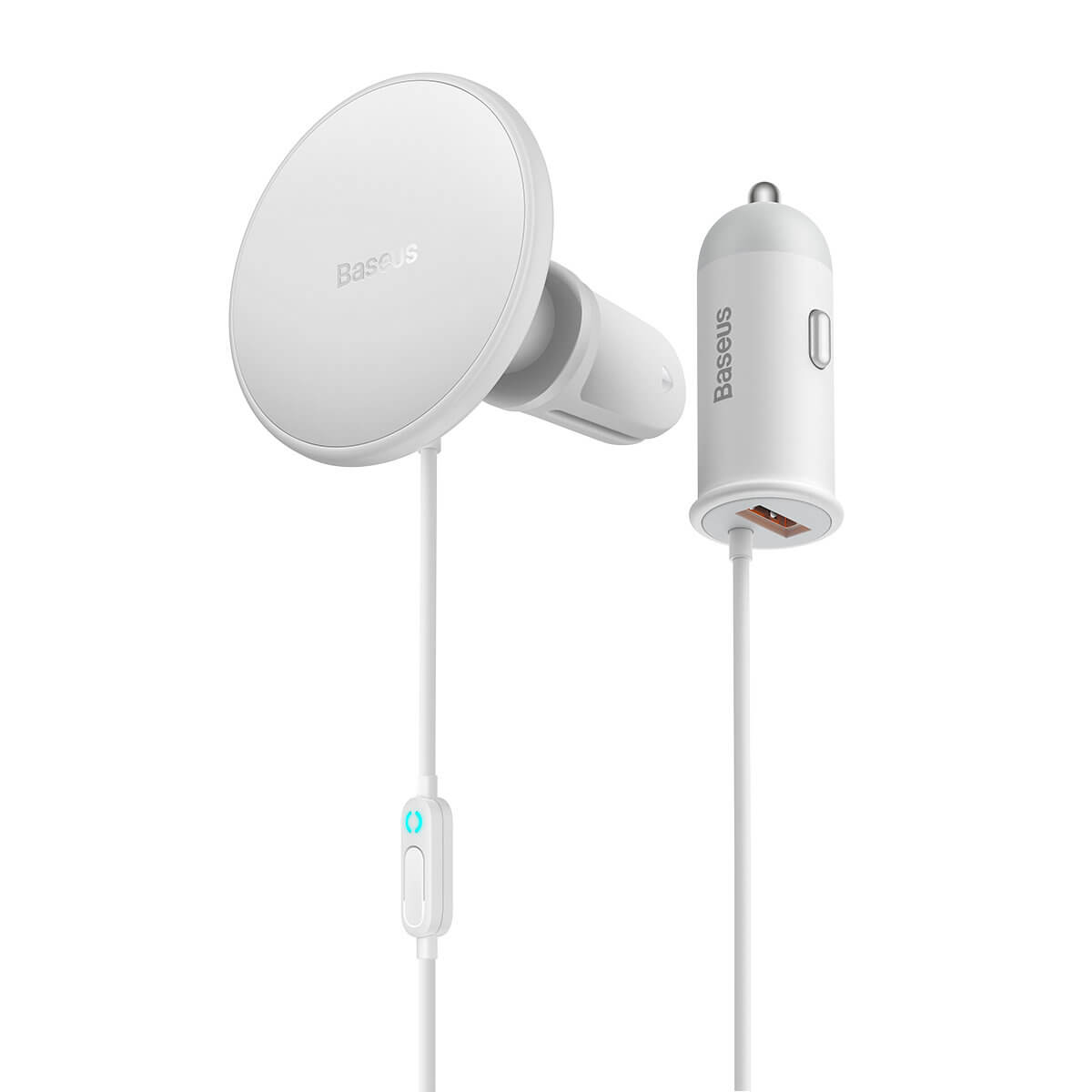 Baseus CW01 Φορτιστής Αυτοκινήτου με Θύρα USB 25W και Μαγνητική Βάση Αυτοκινήτου Αεραγωγού με Ασύρματη Φόρτιση MagSafe 15W - White - SUCX040002