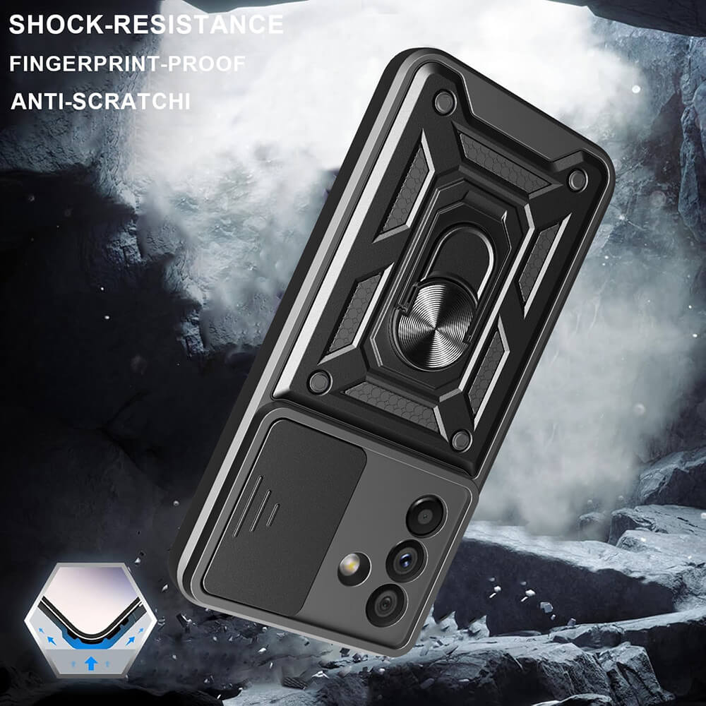 Techsuit Samsung Galaxy A26 5G - CamShield - Σκληρή Θήκη με Προστασία Καμερών και Δαχτυλίδι Συγκράτησης - Black