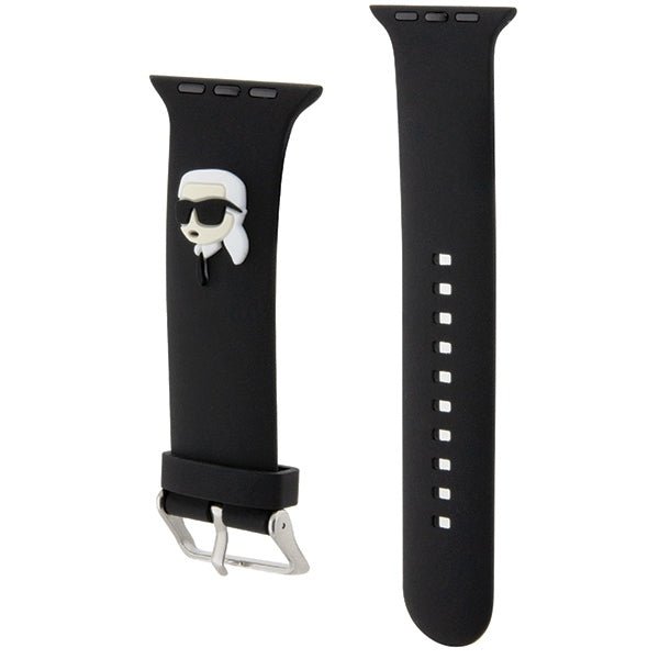 Karl Lagerfeld Λουράκι Apple Watch 2 / 3 / 4 / 5 / 6 / 7 / 8 / 9 / SE - 38 / 40 / 41 mm 3D Rubber Karl Head Λουράκι Σιλικόνης - Black - KLAWMSLKNK