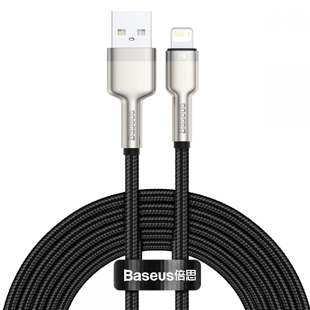 Baseus Cafule Metal Cable Lightning 2.4A - Καλώδιο Δεδομένων και Φόρτισης Lightning 2M - Black / Gold - CALJK - B01
