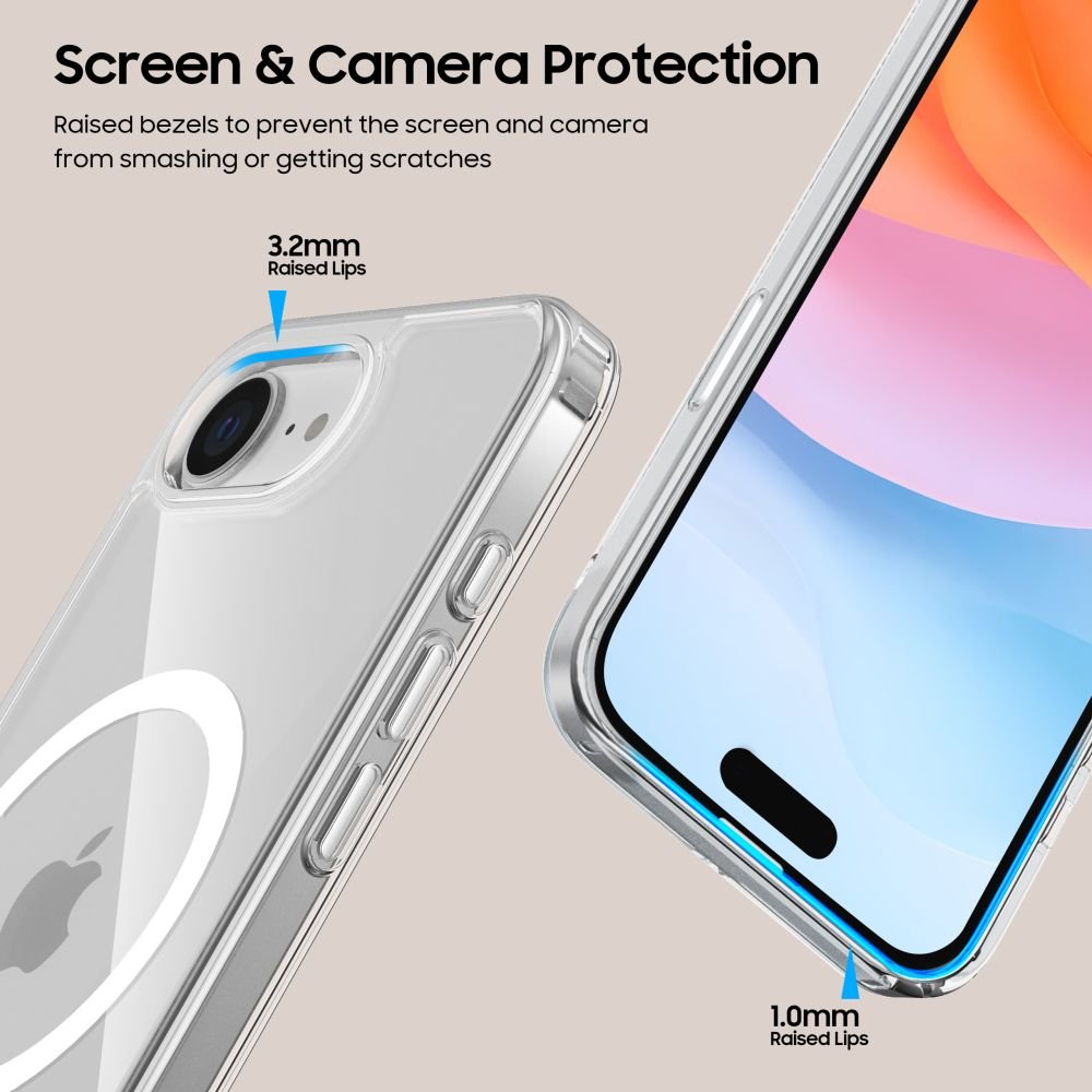 Tech - Protect iPhone 16e Flexair Hybrid MagSafe Σκληρή Θήκη με Πλαίσιο Σιλικόνης και MagSafe - Διάφανη
