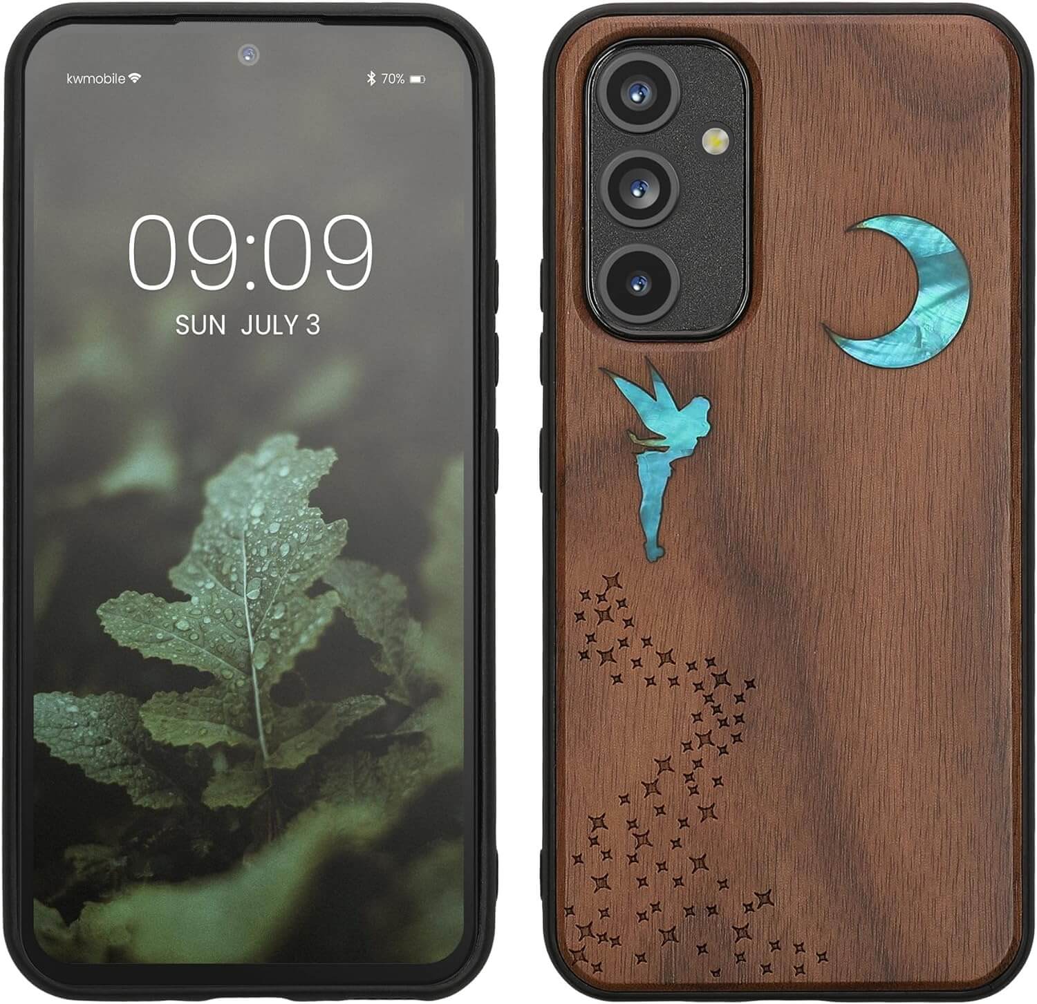 KW Samsung Galaxy A54 5G Θήκη από Φυσικό Ξύλο - Design Mother of Pearl Fairy - Dark Brown - 60799.07