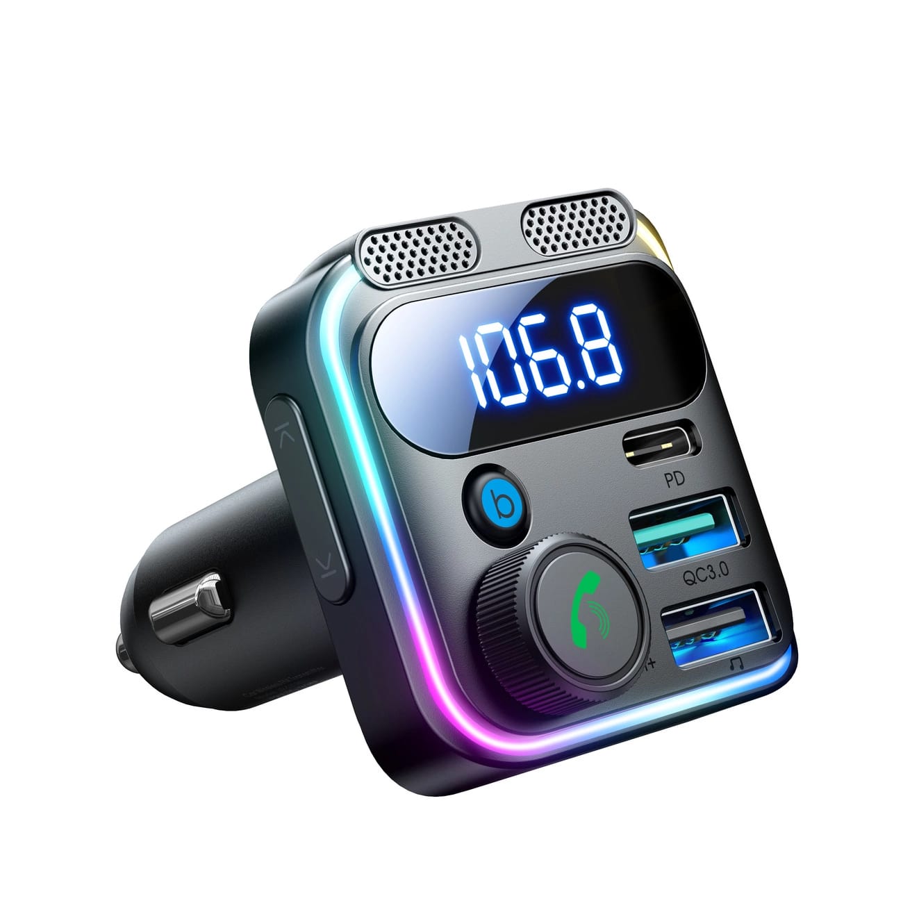 Joyroom JR - CCB01 Bluetooth 5.3 FM Transmitter για Αναπαραγωγή Μουσικής / Κλήσεις / Φόρτιση Κινητών στο Αυτοκίνητο 48W - Black