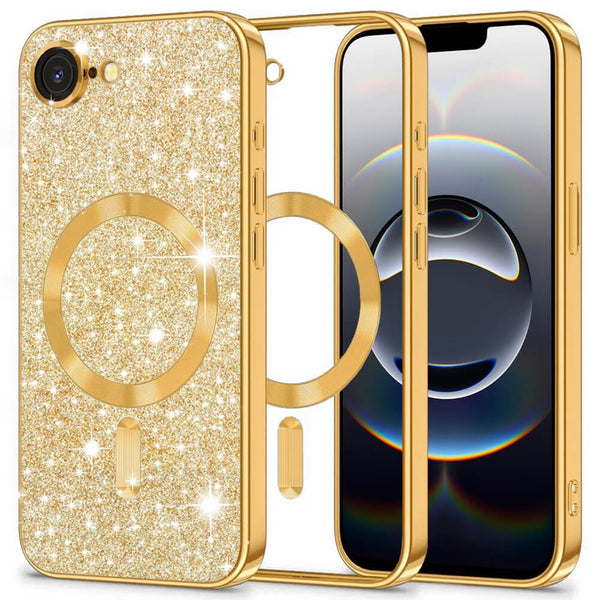 Techsuit iPhone 16e - Luxury Glitter MagSafe - Θήκη Σιλικόνης - Gold